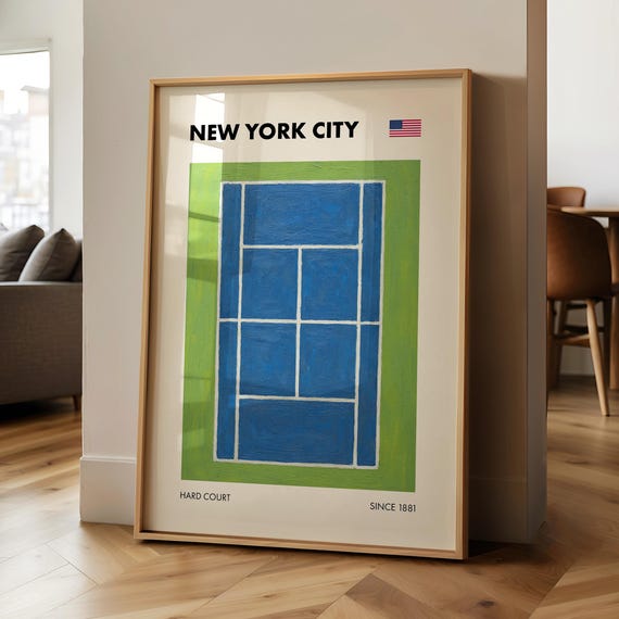 New York Grand Slam Printed Poster Us Tournament Tennis Print Wall Decor Gift Wallpaper Art