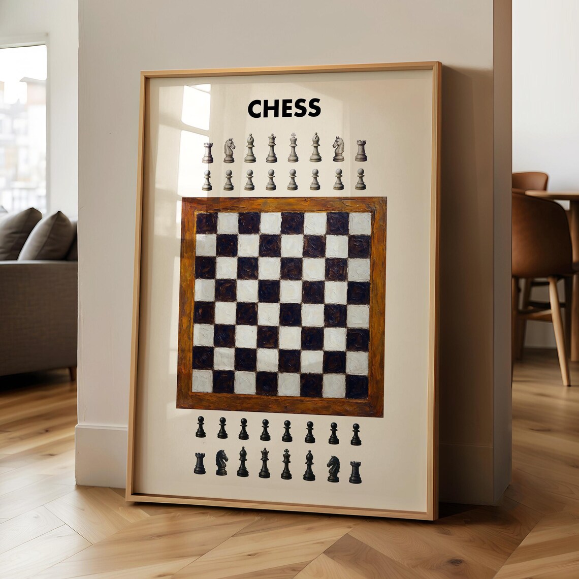 Chess Vintage Poster, Classic Board Game Print