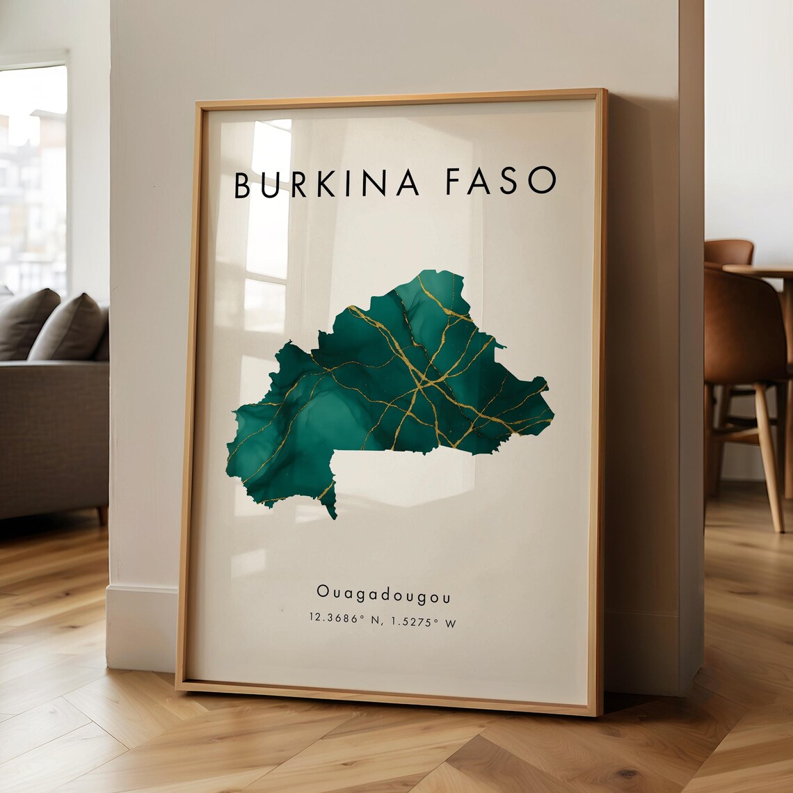 Burkina Faso Map Poster, Africa Travel Wall Art