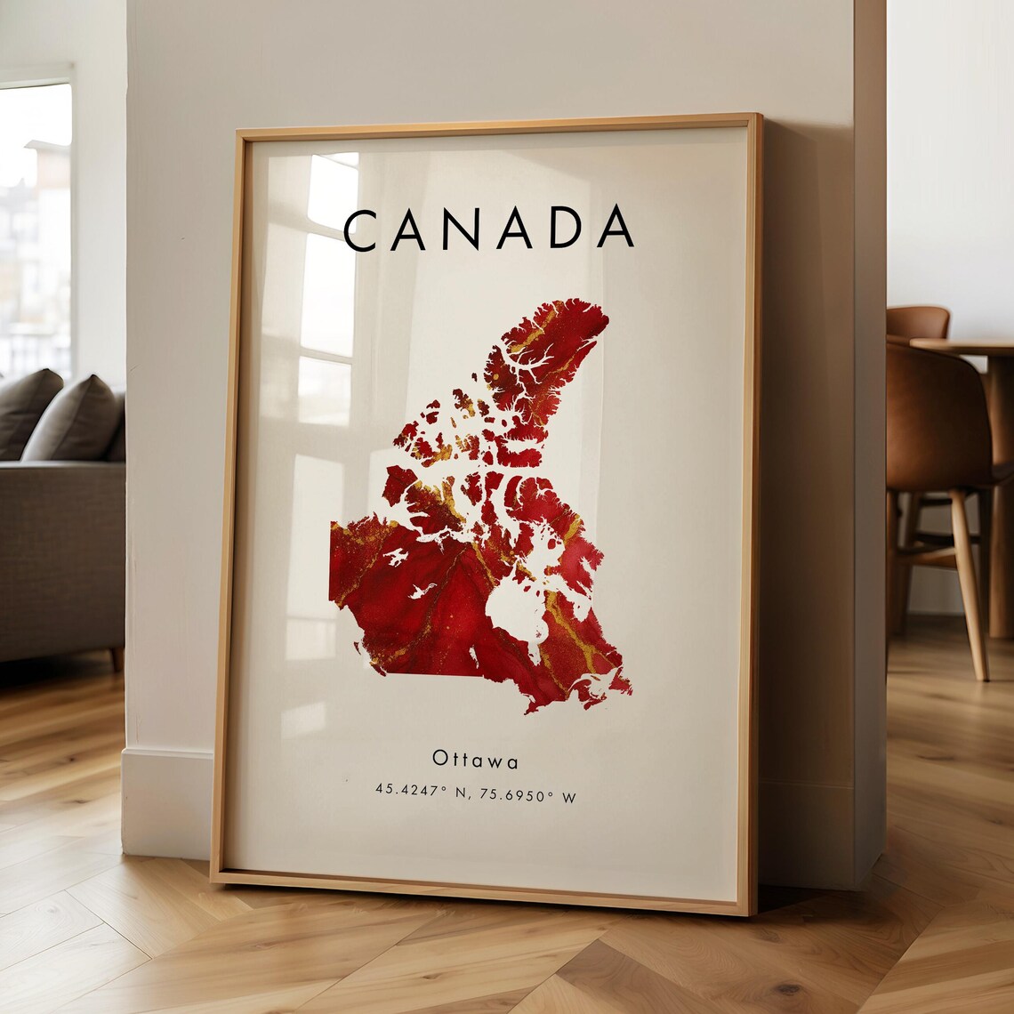 Canada Map Art Print, North America Wall Art