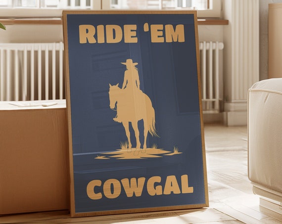 Ride Em Cowboy Western Wall Art Boho Minimalist Prints Cowboy Art Retro Art File