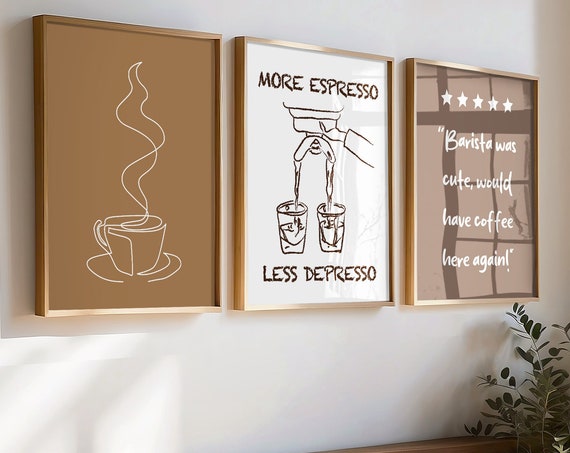 Coffee Bar 3 Piece Bundle Wall Art Boho Minimalist Prints Modern Art Trendy Coffee Art 3 File