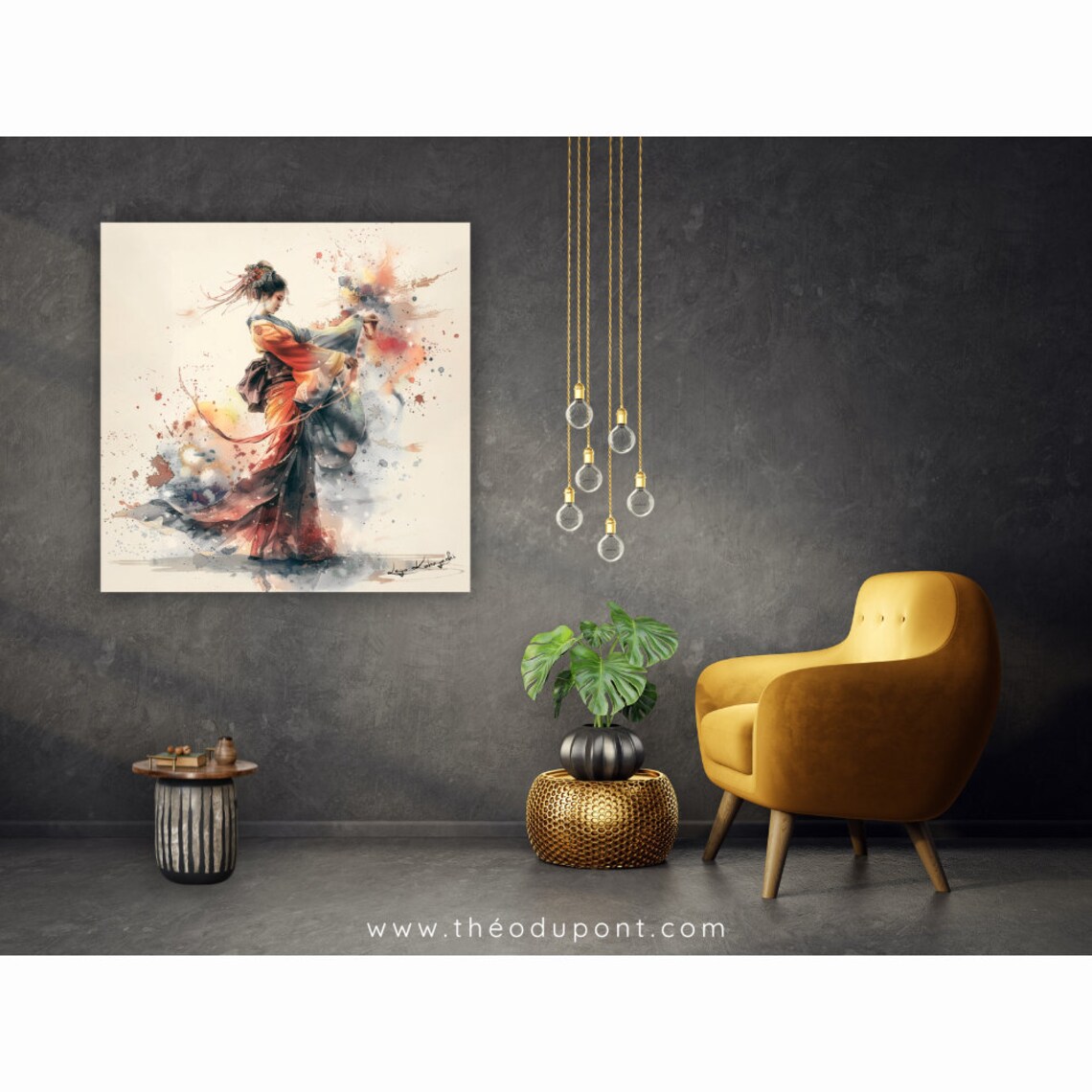 Geisha 30 Japanese Watercolor Wall Art Print - Image 2