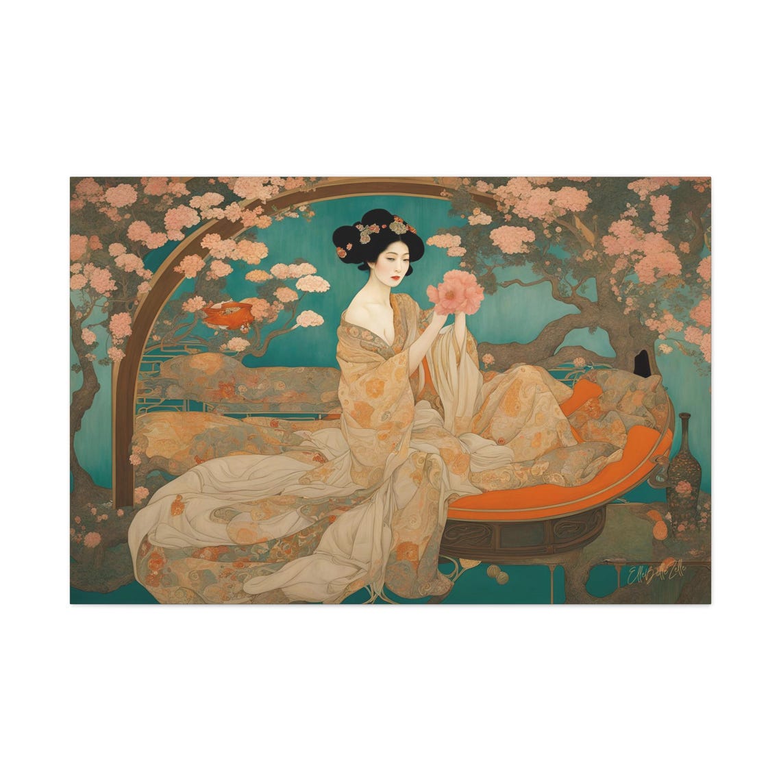 Geisha Japanese French Art Nouveau Painting Les Japonaises 10 Vintage Large Gallery Fine Art Wall Art Artist Signed Print - Image 2