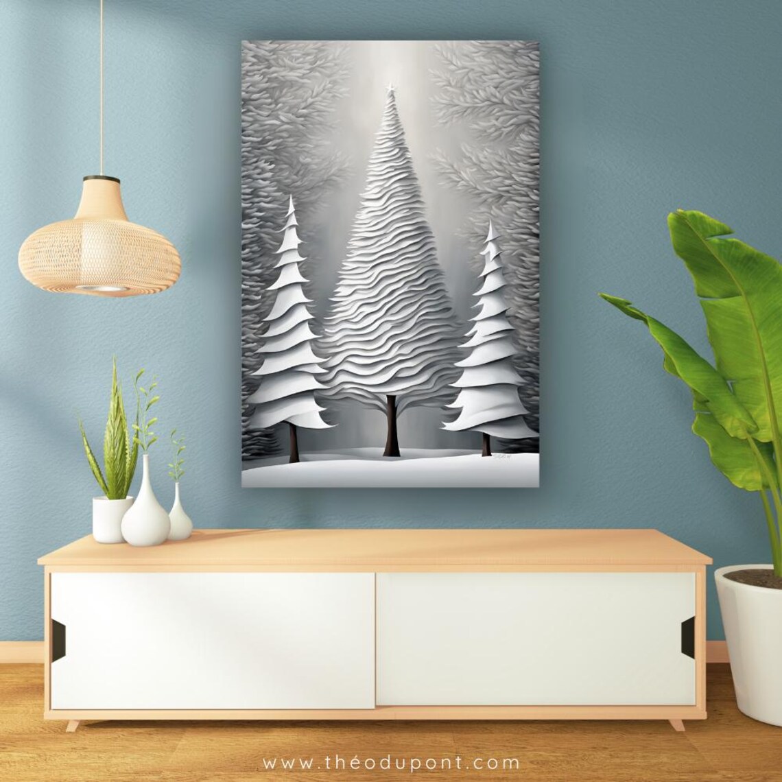 Noel 12 Japandi Holiday Watercolor Wall Art Print - Image 3