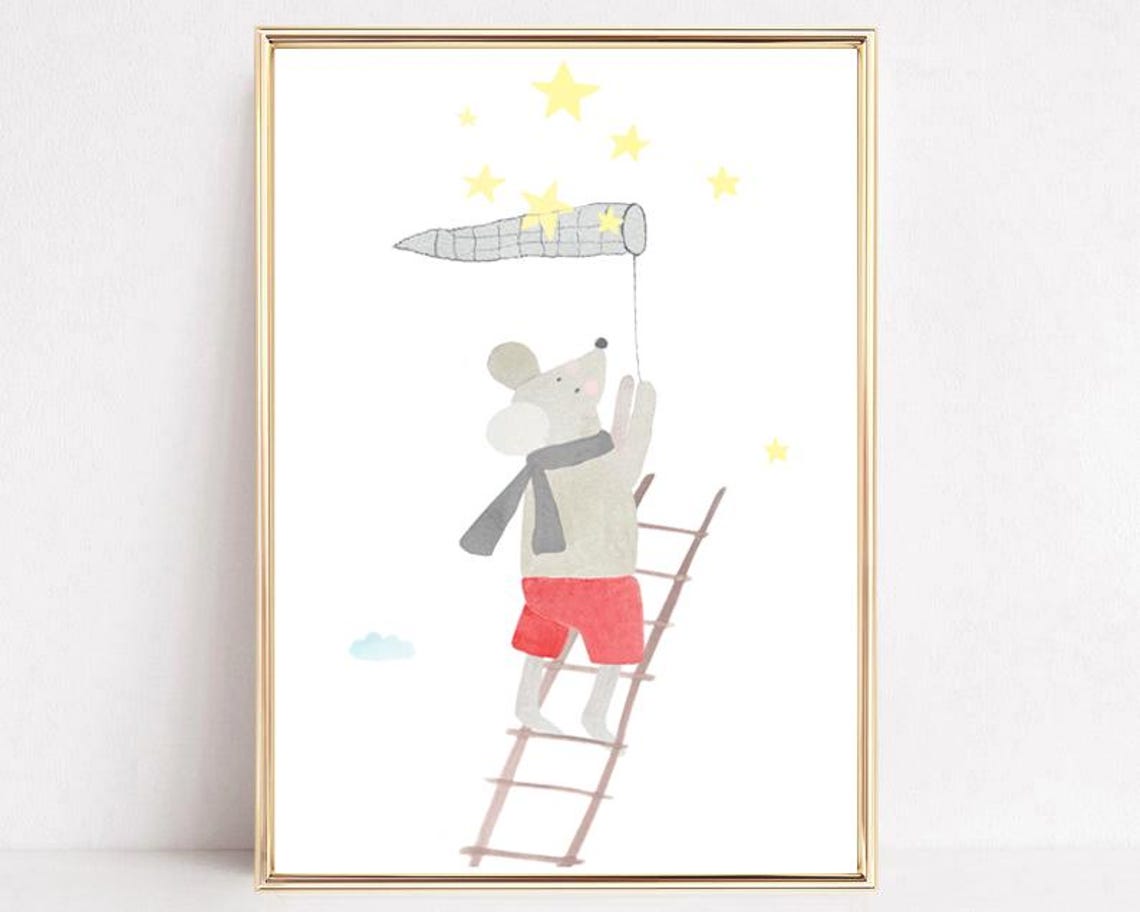 Childrens Room Picture Childrens Picture Birth Childrens Room Poster Mouse Childrens Room Reach For The Stars To The Moon Gift Baby