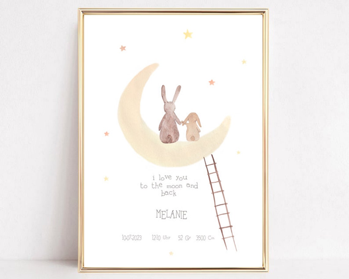 Melanie Personalized Moon Bunny Love You to the Moon Print Gift