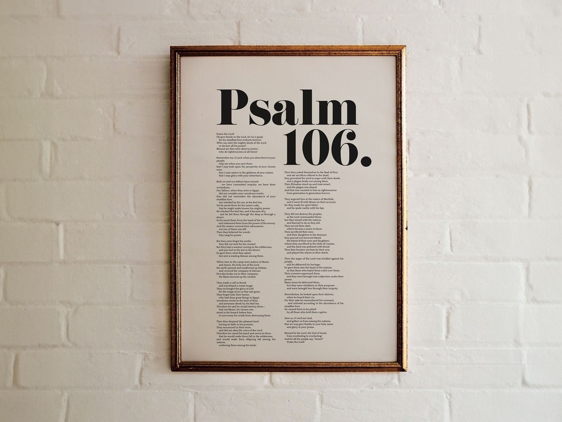 Psalm 106 Give Thanks To The Lord Full Text Bold Bible Verse Wall Art - Image 4