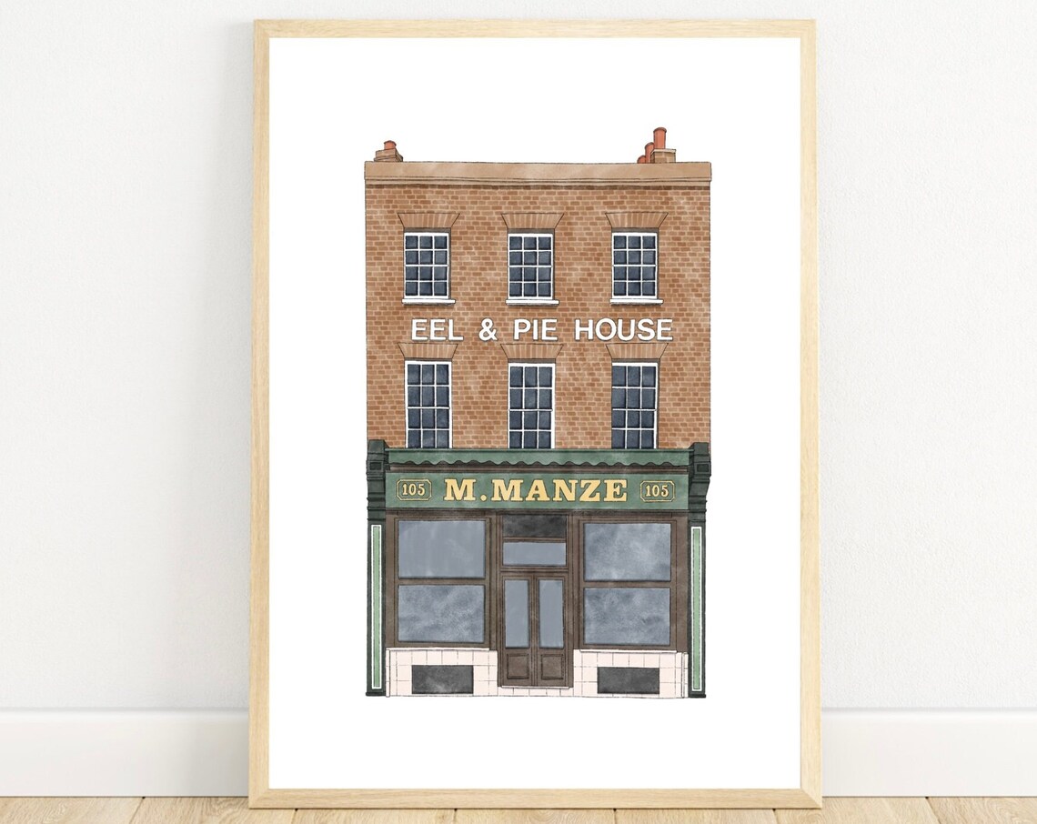 M Manze Eel and Pie House South London Shop Front Decor Art Print