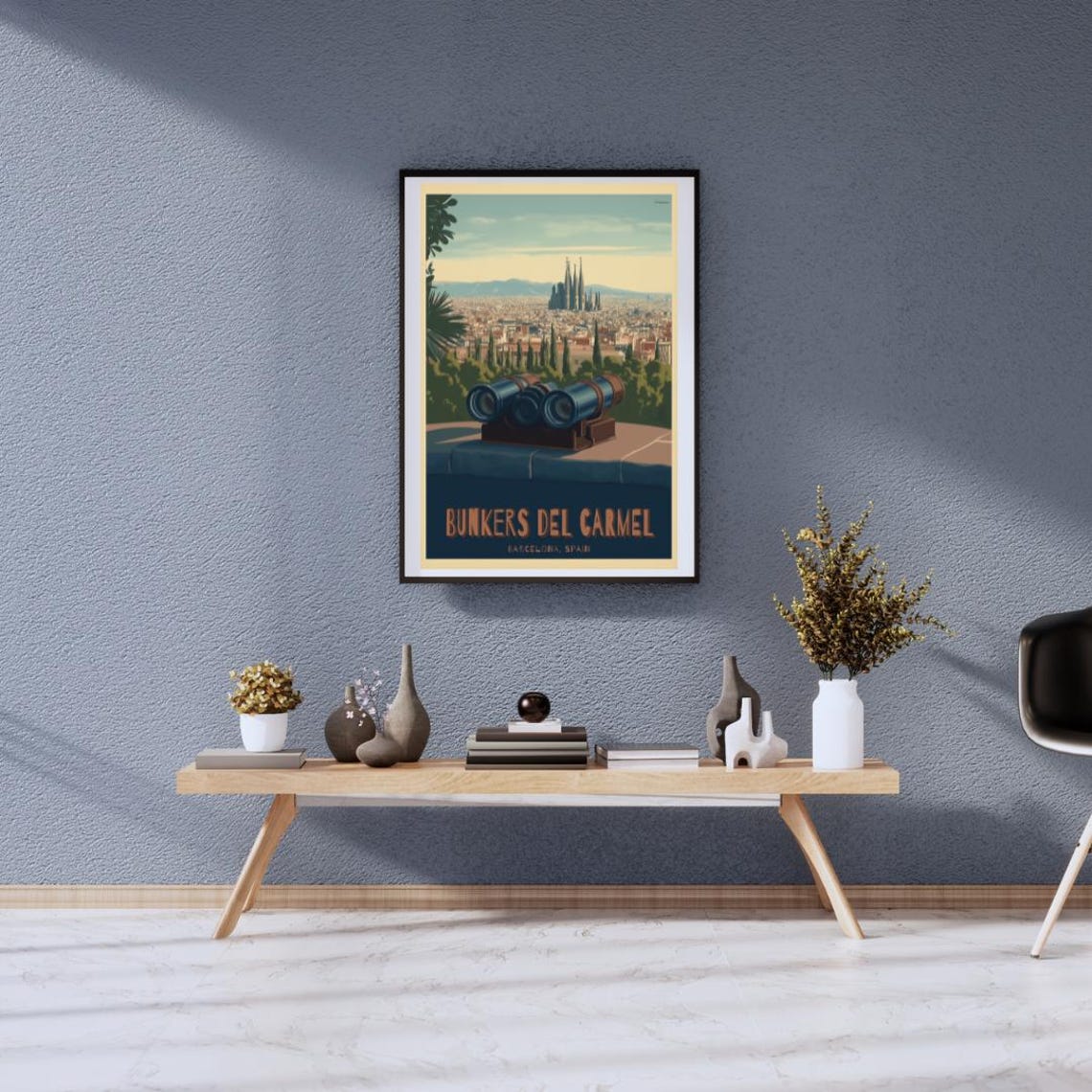 Vintage Bunkers del Carmel Barcelona Skyline Viewpoint Poster - Image 2