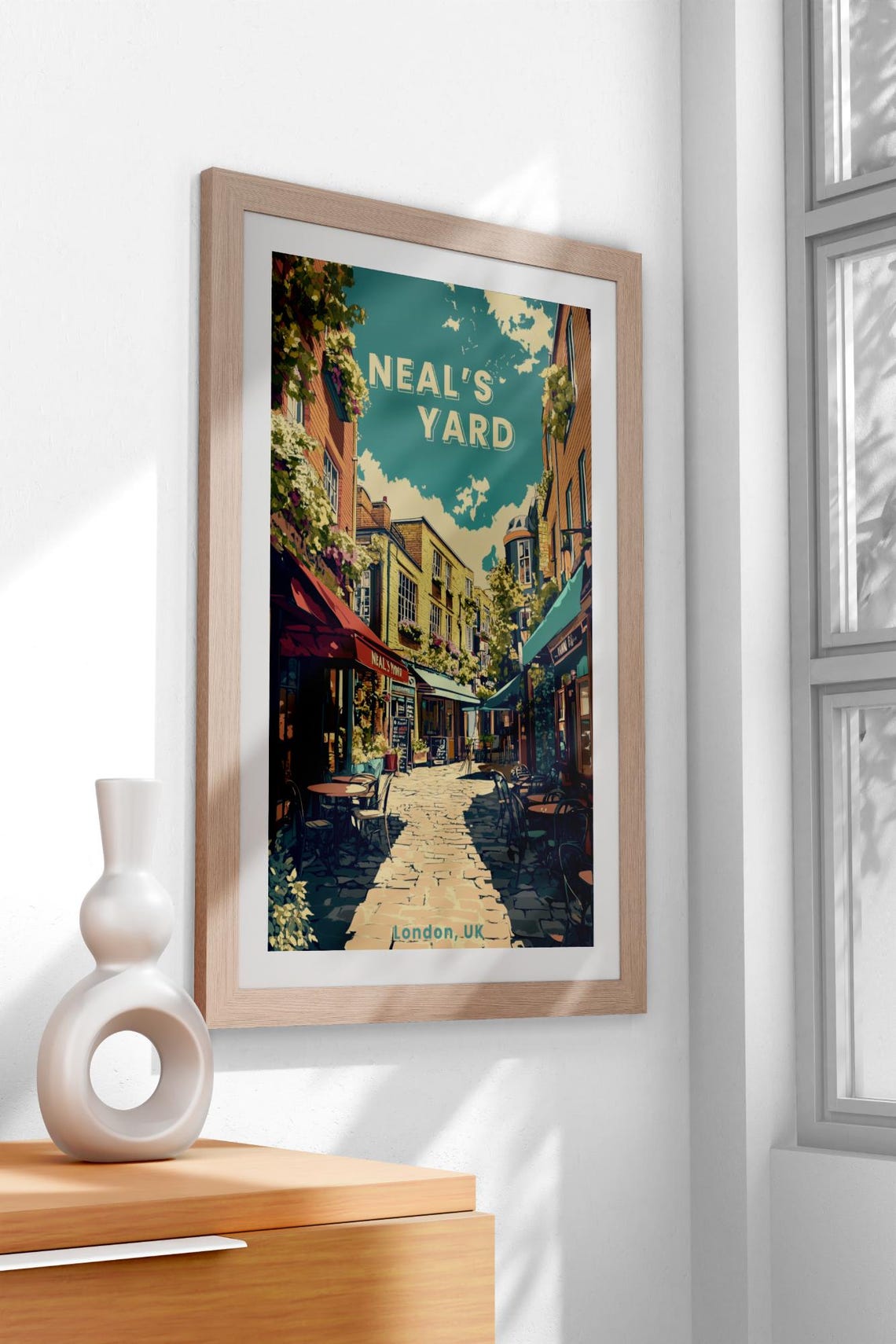 Vintage Neals Yard London Covent Garden Courtyard Cafes Poster - Image 3