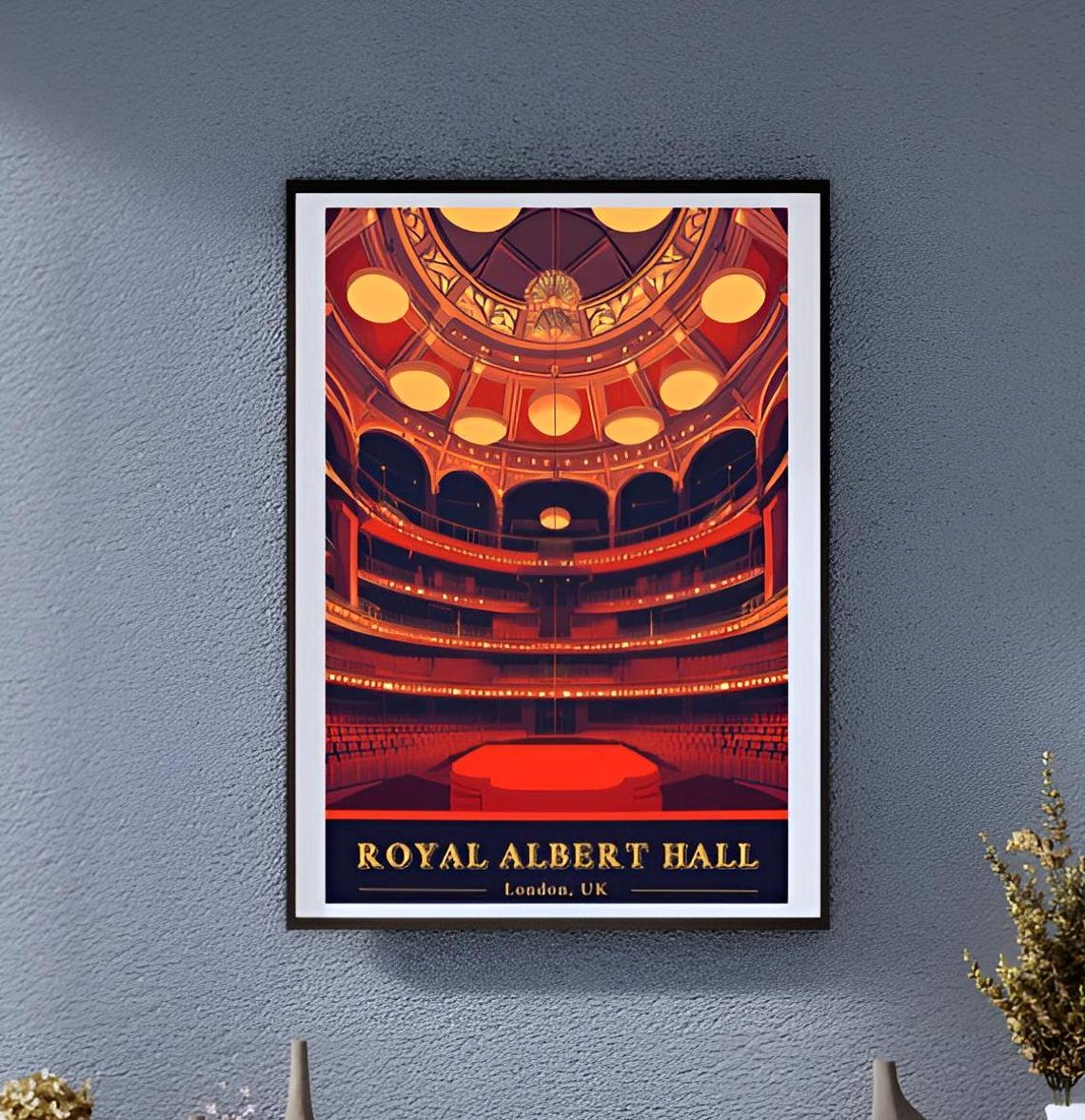 Vintage Royal Albert Hall London Grand Auditorium Interior Poster