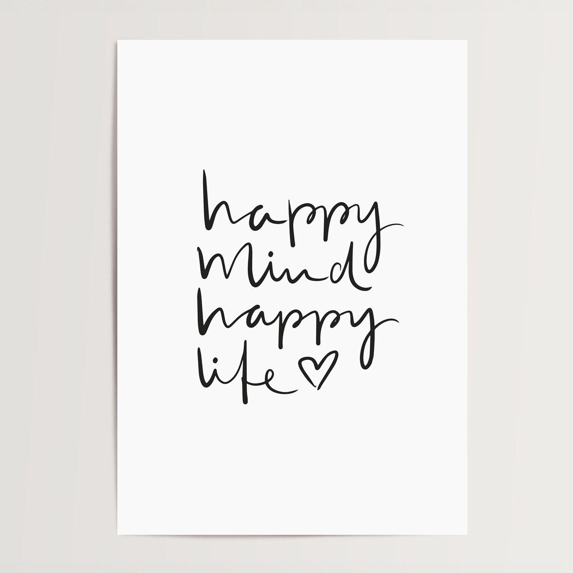 Happy Mind Happy Life Typography Art Print - Image 4