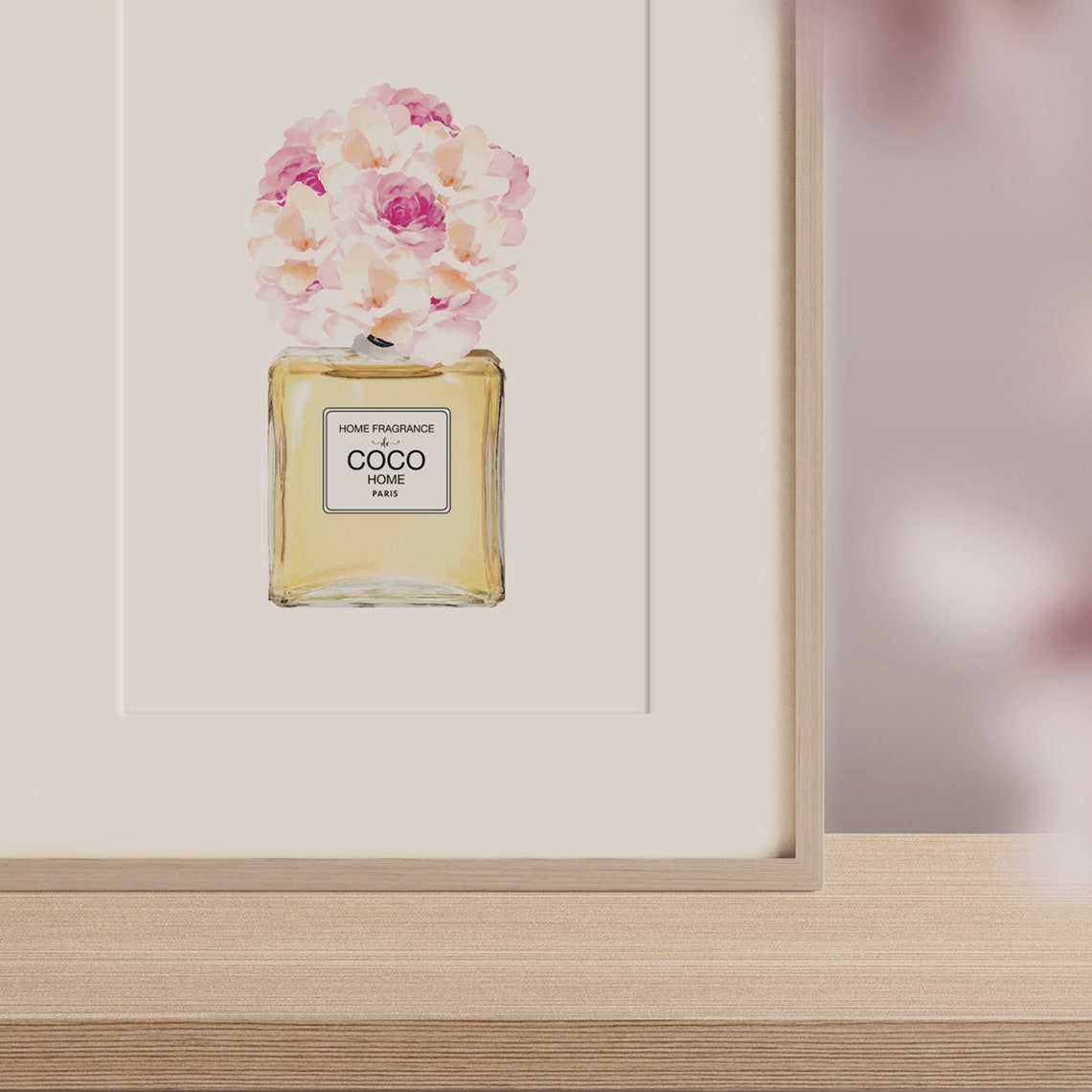 Coco Home Paris Peony Yellow Perfume Bottle Watercolor Poster - Image 2