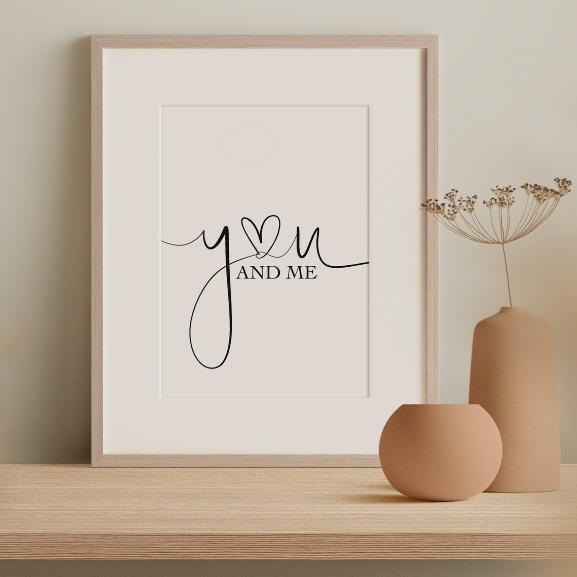 You And Me Typography Art Print, Romantic Quote - Image 2