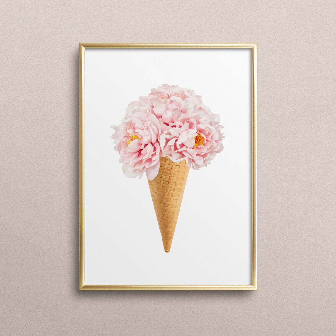 Bouquet on Ice Cone Typography Art Print