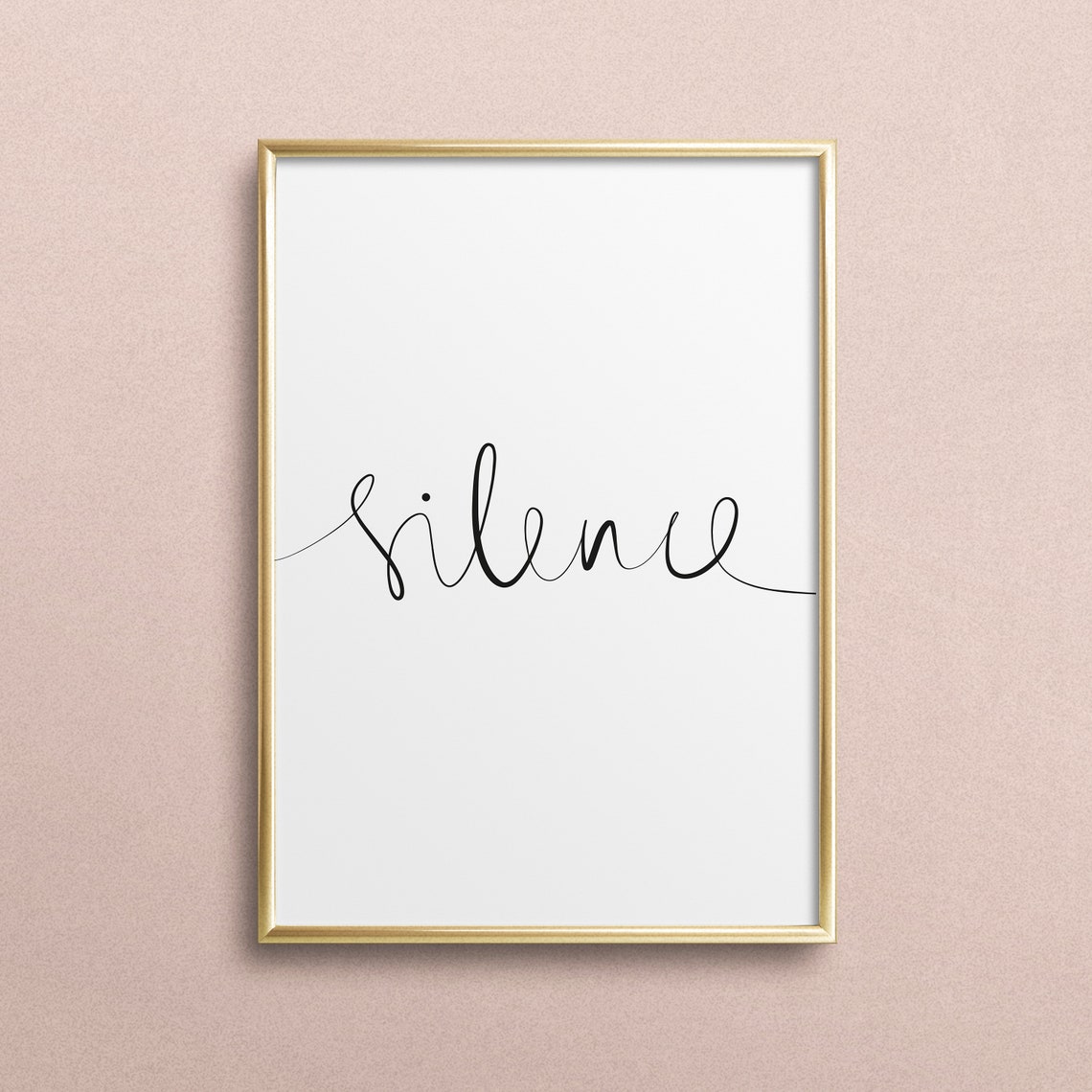Silence Delicate Hand Lettered Script Modern Minimalist Poster