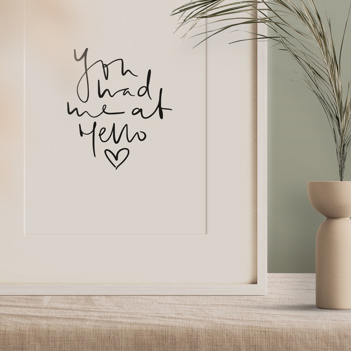 You Had Me at Hello Romantic Handwritten Heart Script Poster - Image 3