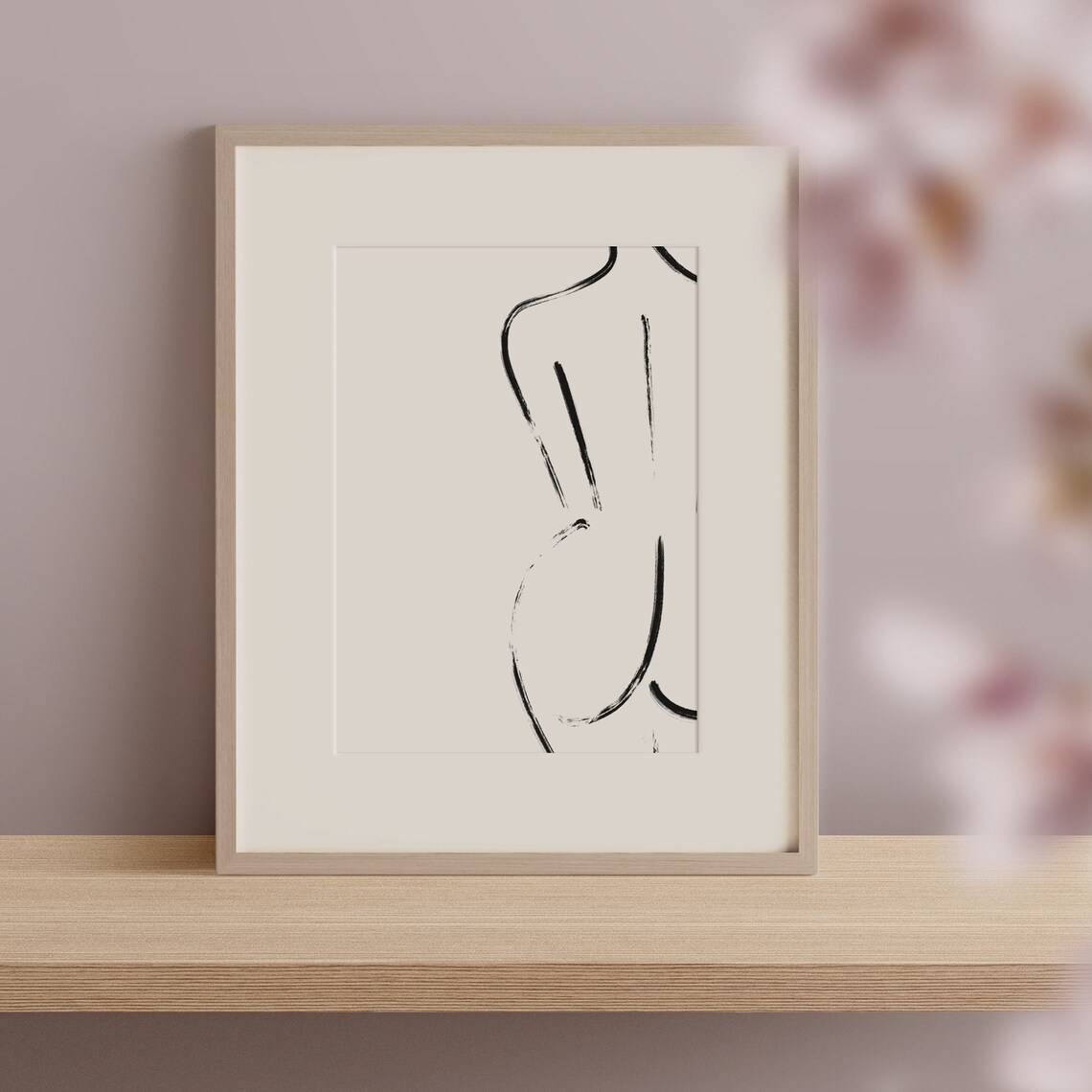 Brushstroke Female Figure Abstract Minimalist Body Art Black White Poster - Image 2