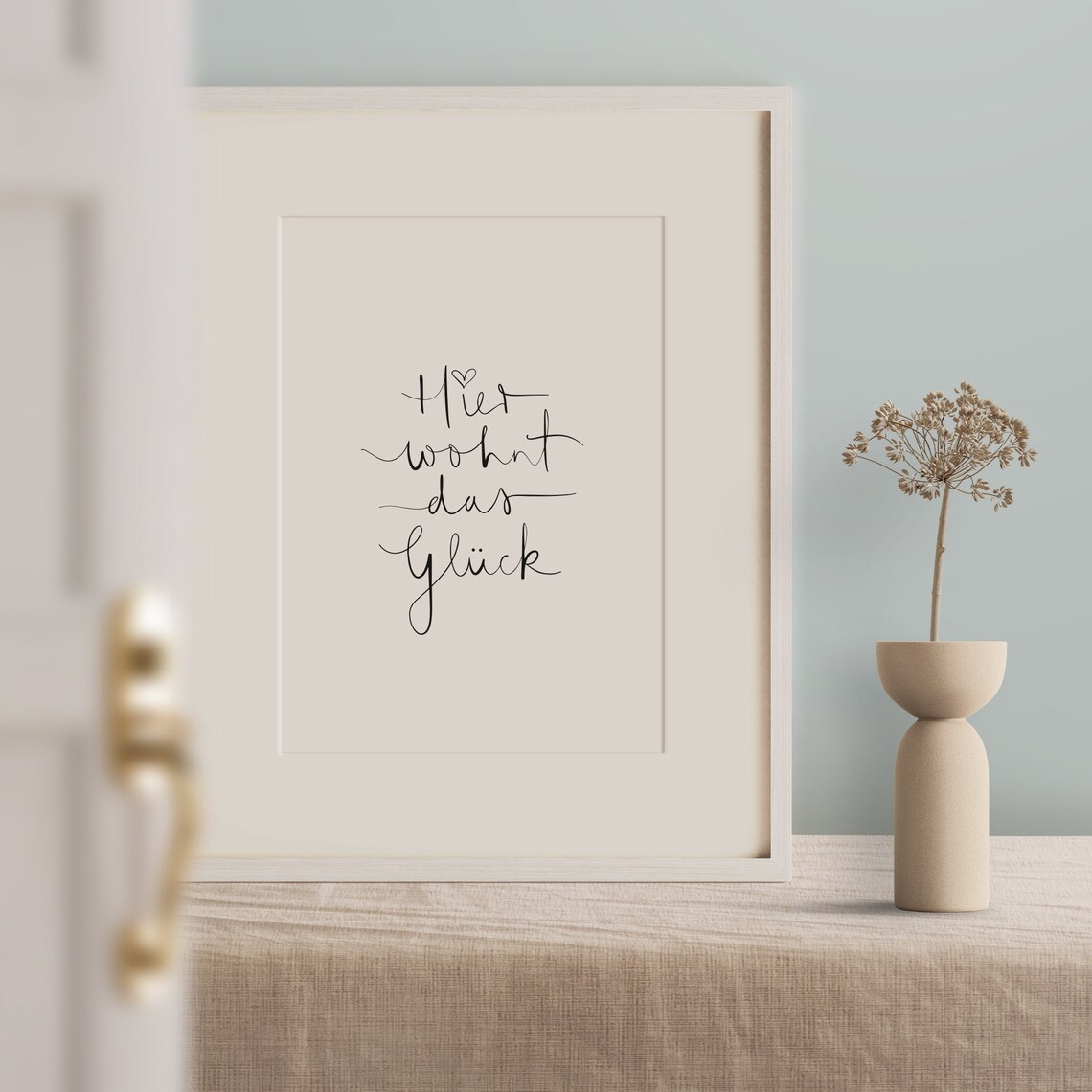 Hier Wohnt Das Gluck German Love Quote Art Print - Image 2