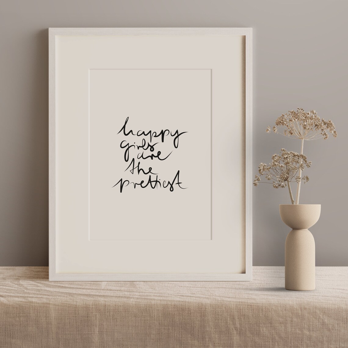 Happy Girls Are the Prettiest Hand Lettered Script Girls Room Poster - Image 2