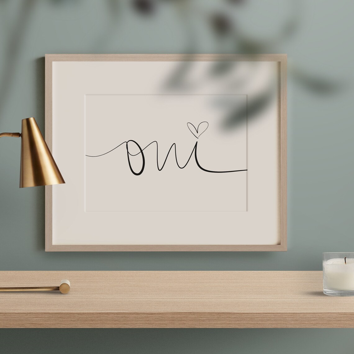 Oui Typography Art Print, Love Quote Poster - Image 2