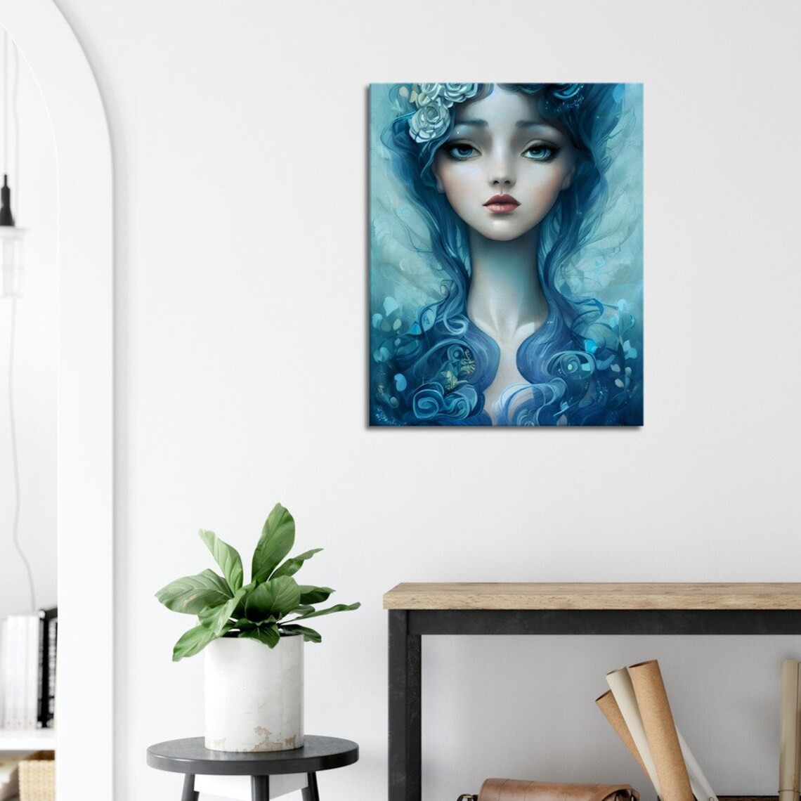 Blue Water Goddess Portrait Ethereal Sea Nymph Fantasy Art Poster - Image 3
