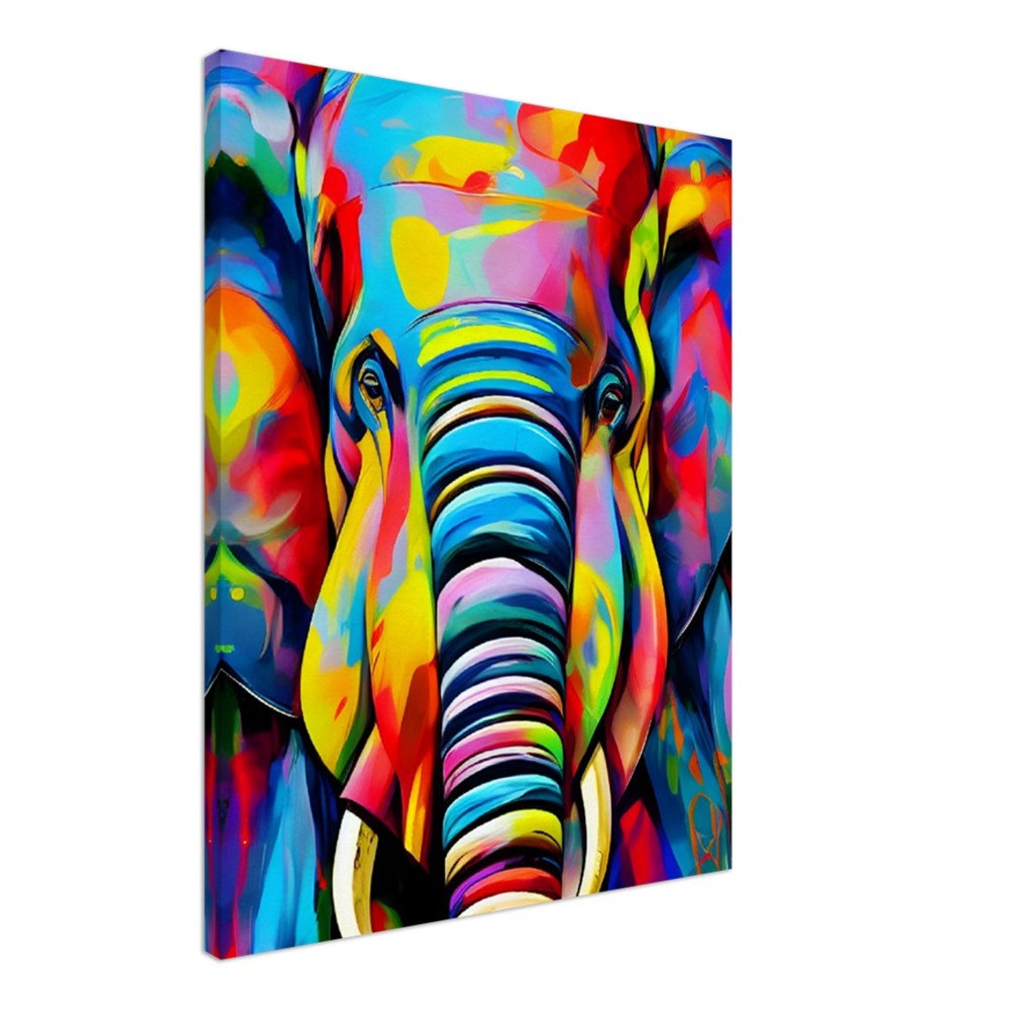 Rainbow Elephant Portrait Colorful Abstract Animal Art Poster - Image 2