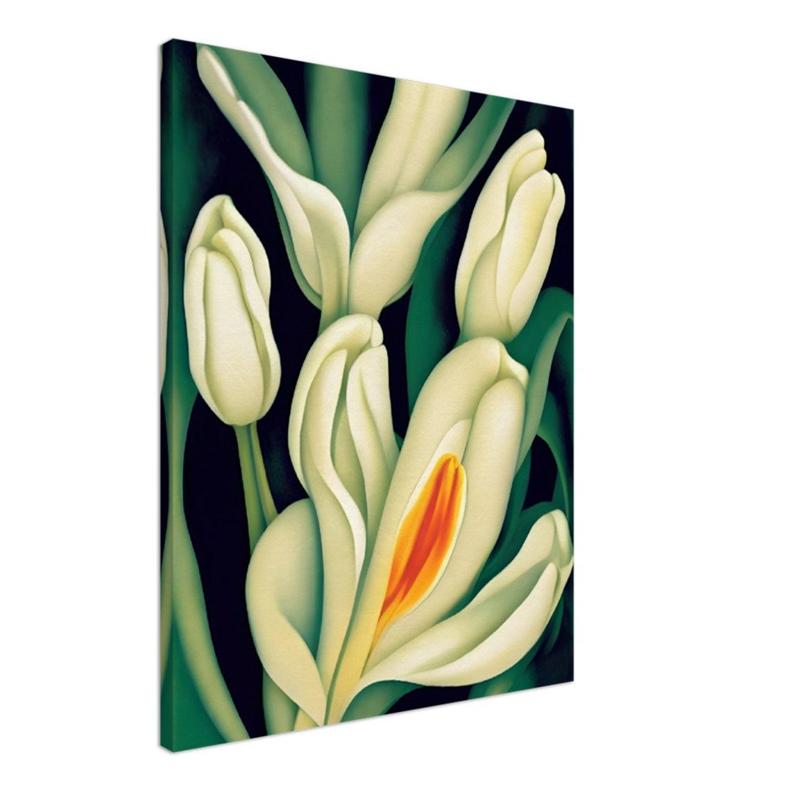 White Tulips Dark Botanical Elegant Minimal Flower Art Poster - Image 2