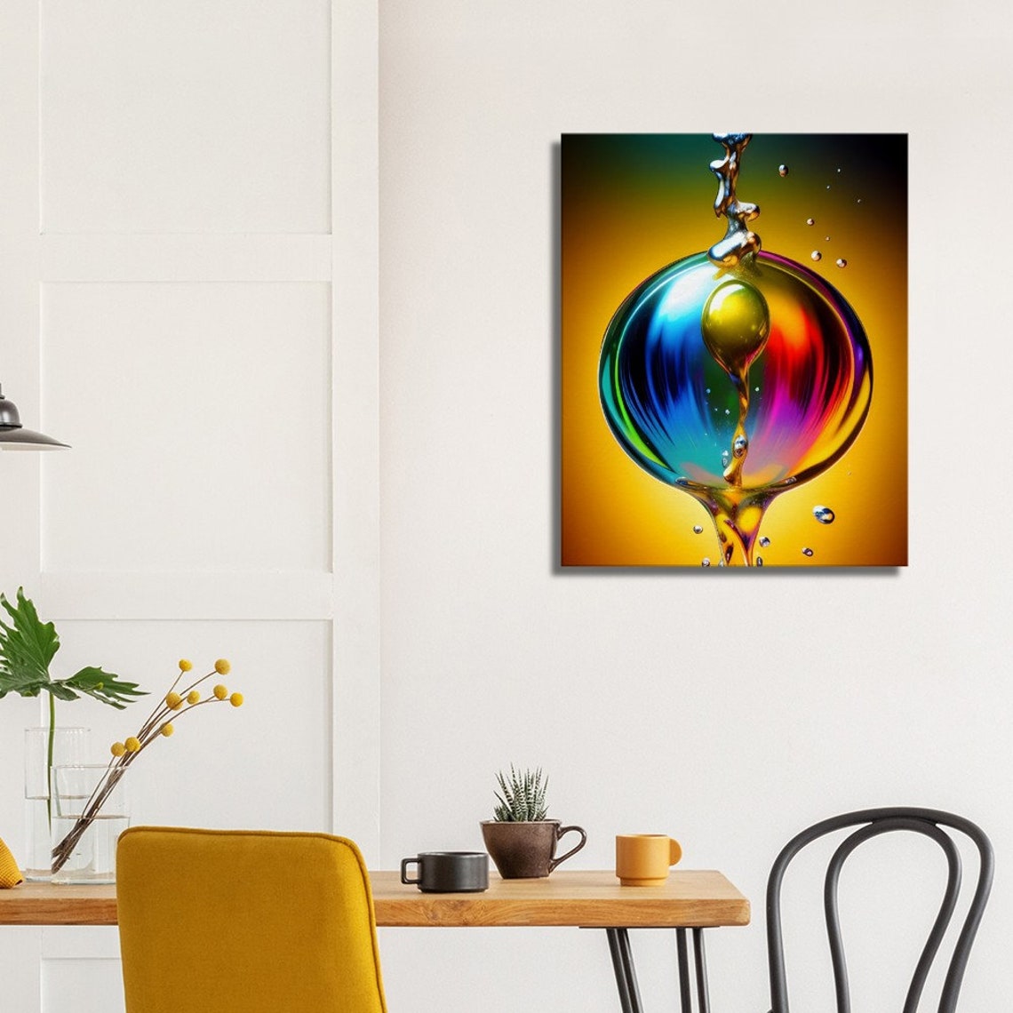 Rainbow Glass Bubble Amber Gold Abstract Liquid Paint Art Poster - Image 3