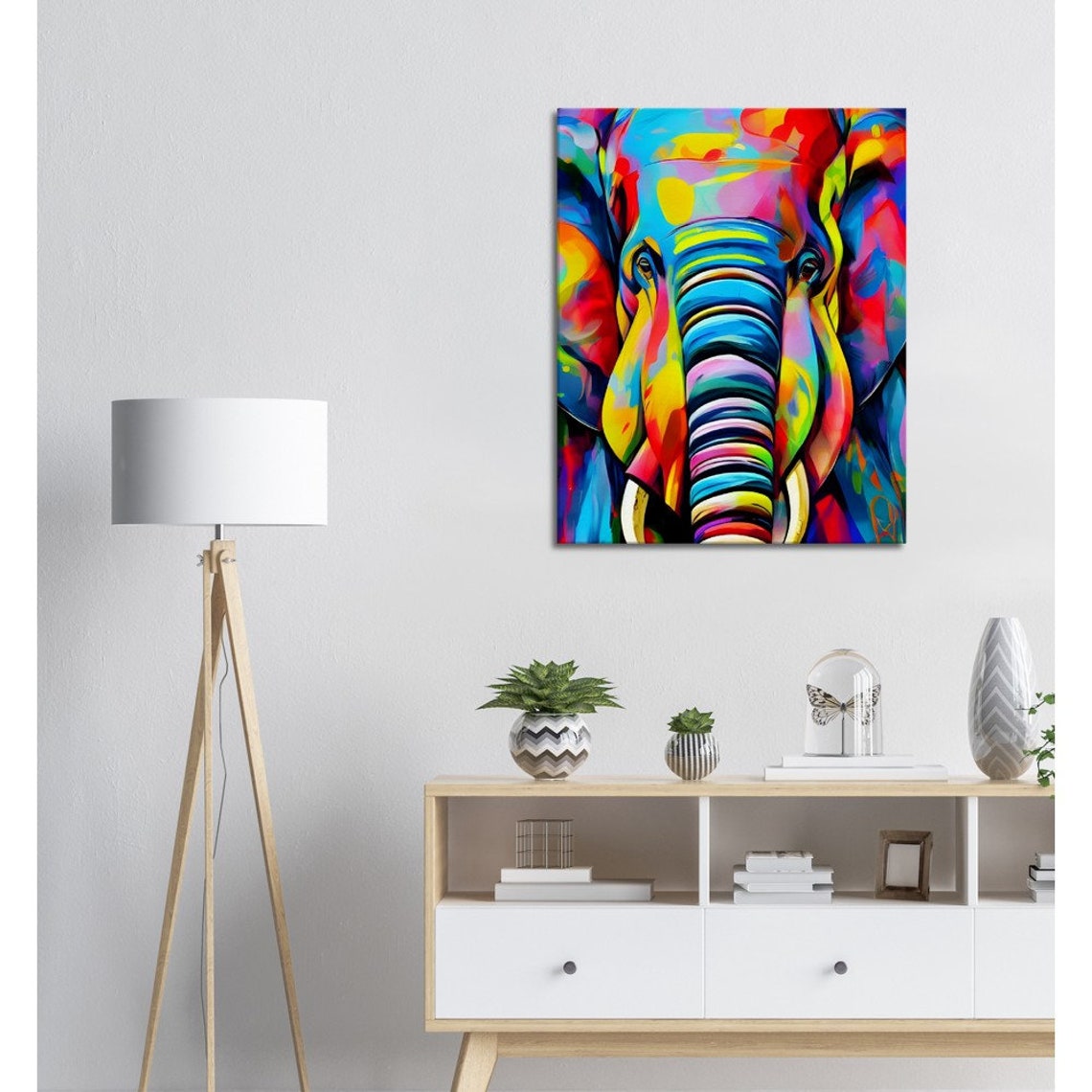 Rainbow Elephant Portrait Colorful Abstract Animal Art Poster - Image 3