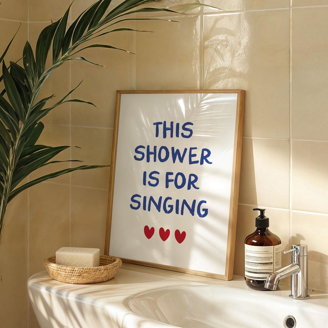 This Shower Is for Singing Bold Blue Bathroom Funny Quote Poster
