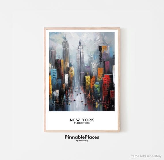 Nyc Skyline Art Print New York City Oil Painting File