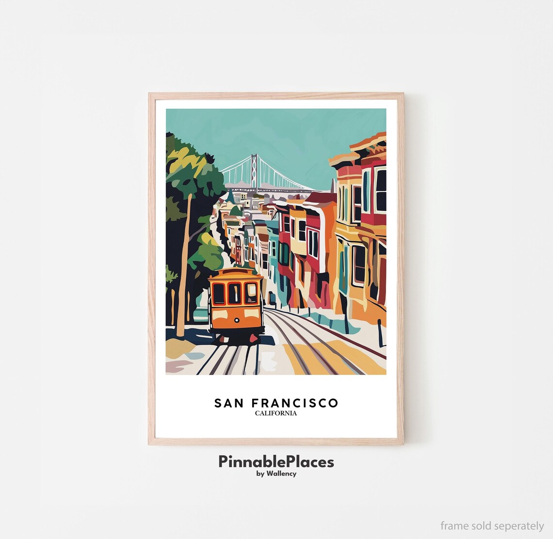 San Francisco Cable Car Matisse Style Colorful Street Scene Poster