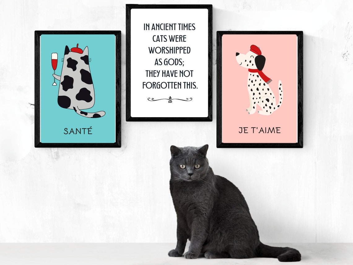 Sante French Cat Champagne Cheers Celebration Fun Wall Poster - Image 2