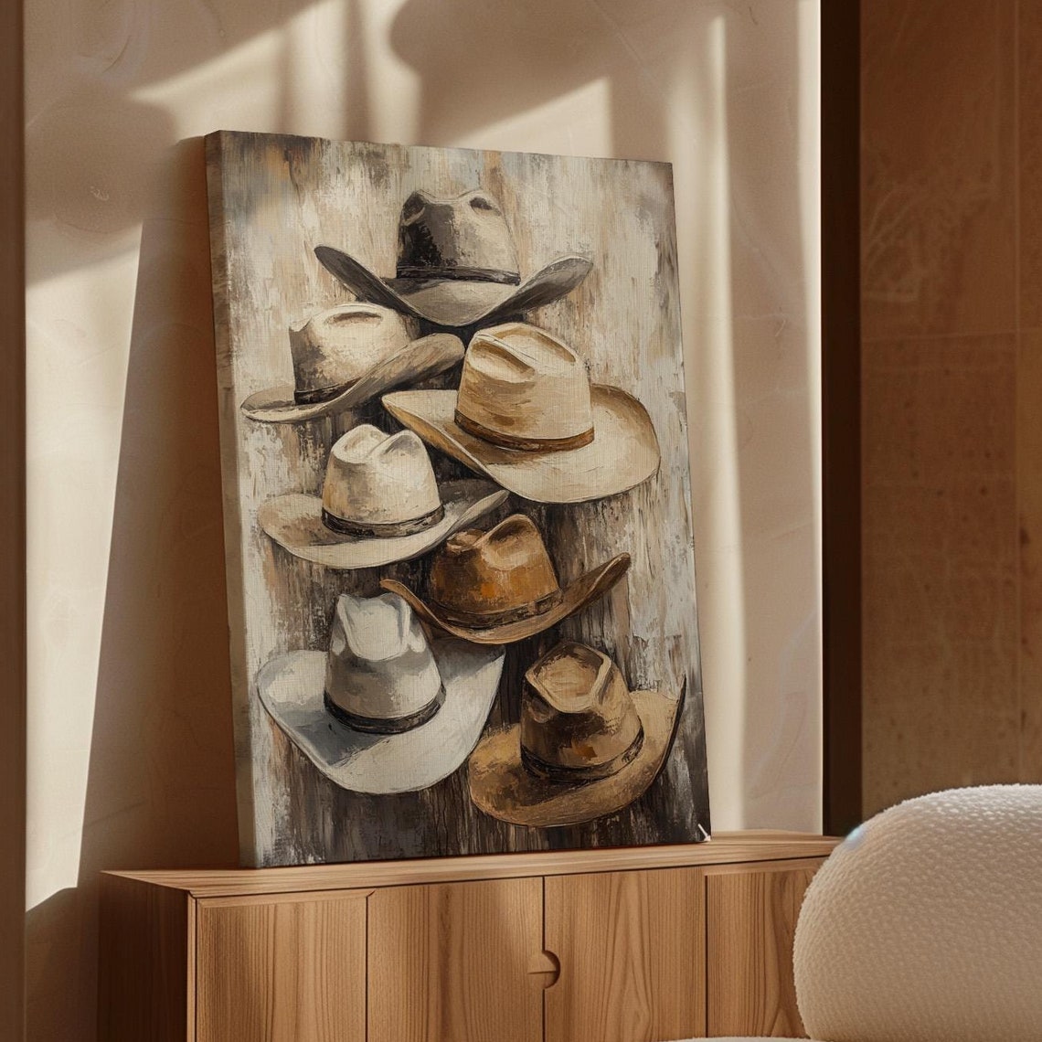 Cowboy Hats, Rustic Western Decor Art
