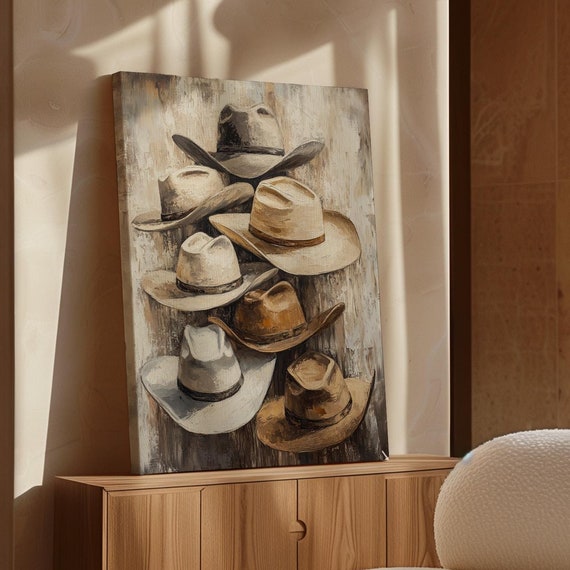 Cowboy Hats, Rustic Western Decor Art