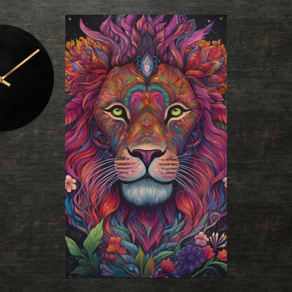 Colorful Lion Flag Print Allover Animal Cute