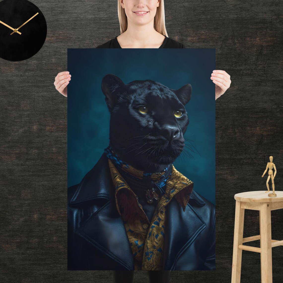 Panther 80s Style Retro Poster Eighties Wall Art Living Room Funny Decor
