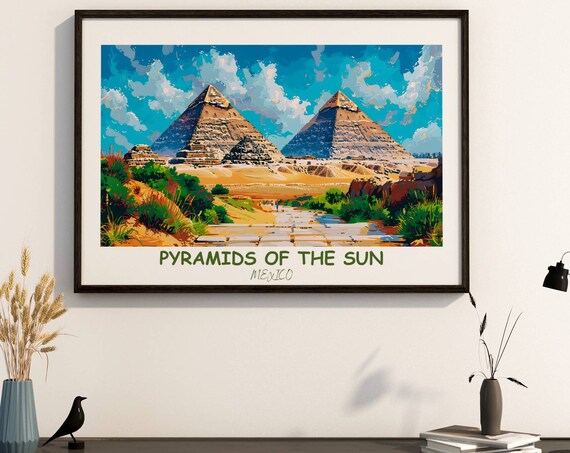 Pyramids Of The Sun Travel Print Sun Pyramid Postersun Pyramid Art Giftsun Pyramid Giftmexico Travel Print