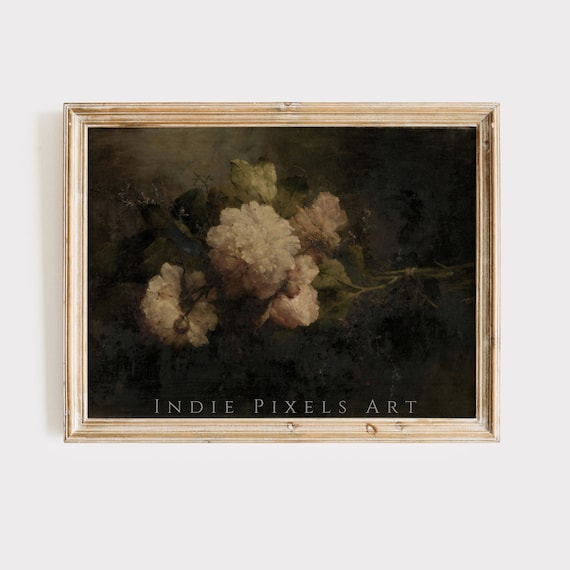 Moody Dark Vintage Floral Art Print Moody Maximalist Wall Art Dark Floral Prints Moody Vintage Wall Decor Antique Art