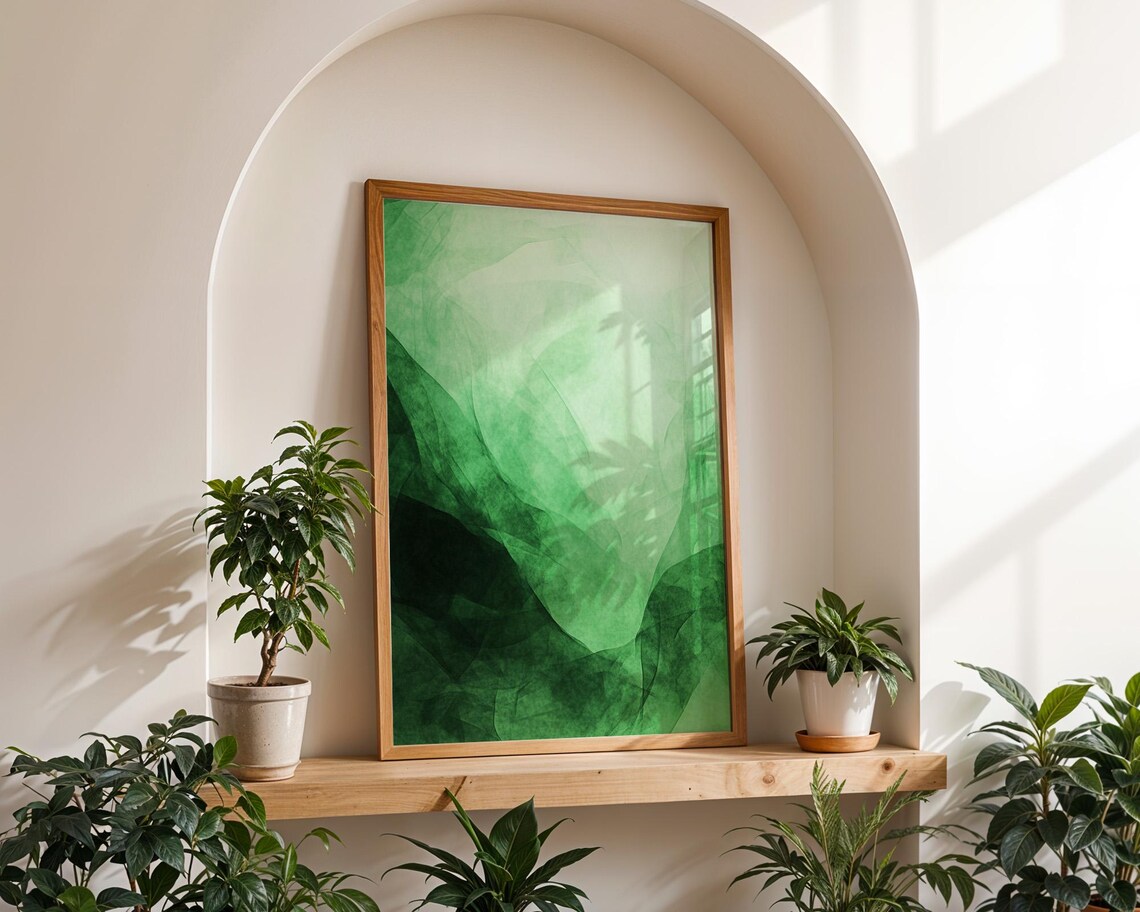 Green And White Flow Art Print, Home Decor - Image 6