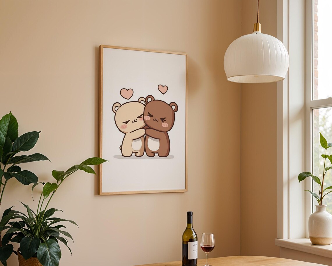 Bear Couple, Cute Couples Decor Art Print - Image 4