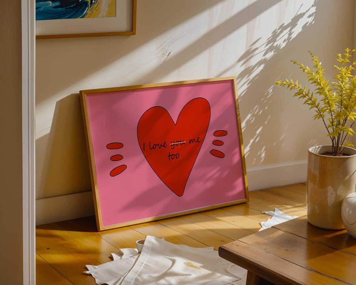 I Love Me Too Pink Background Funny Poster Wall Art Home Room Decor - Image 3