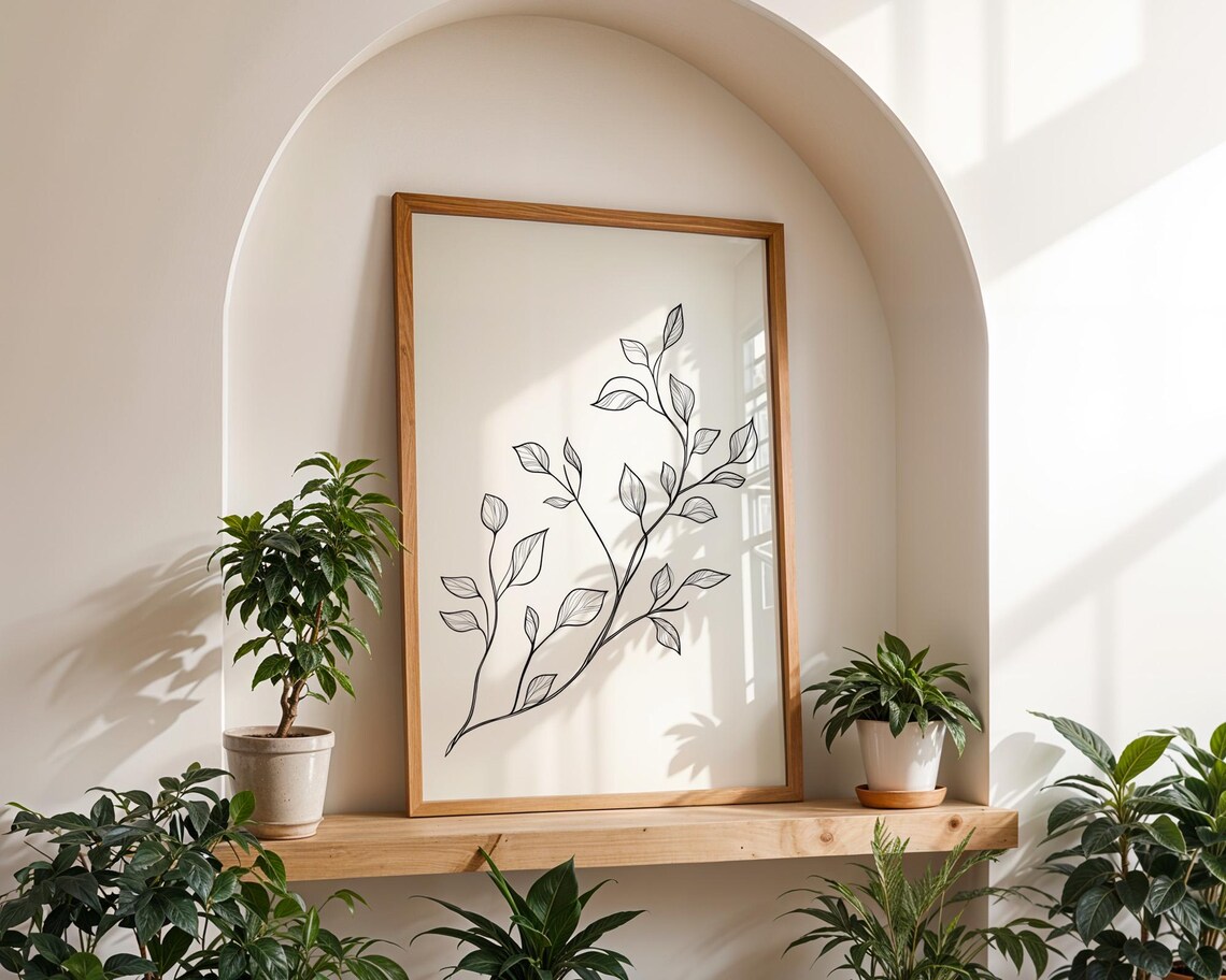 Minimalist Line Art Vines, Kitchen Office Decor - Image 6