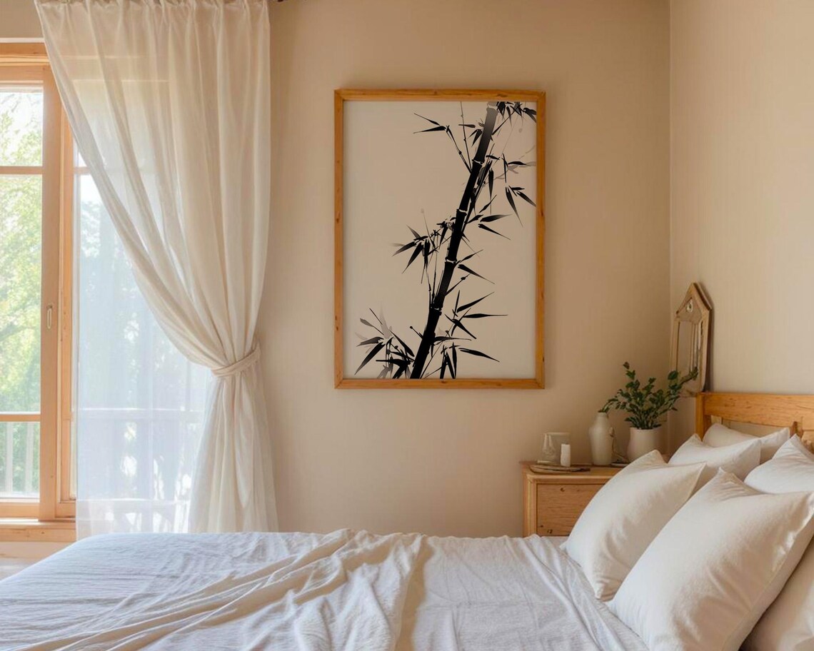 Bamboo Ink Art Print, Home Kitchen Decor