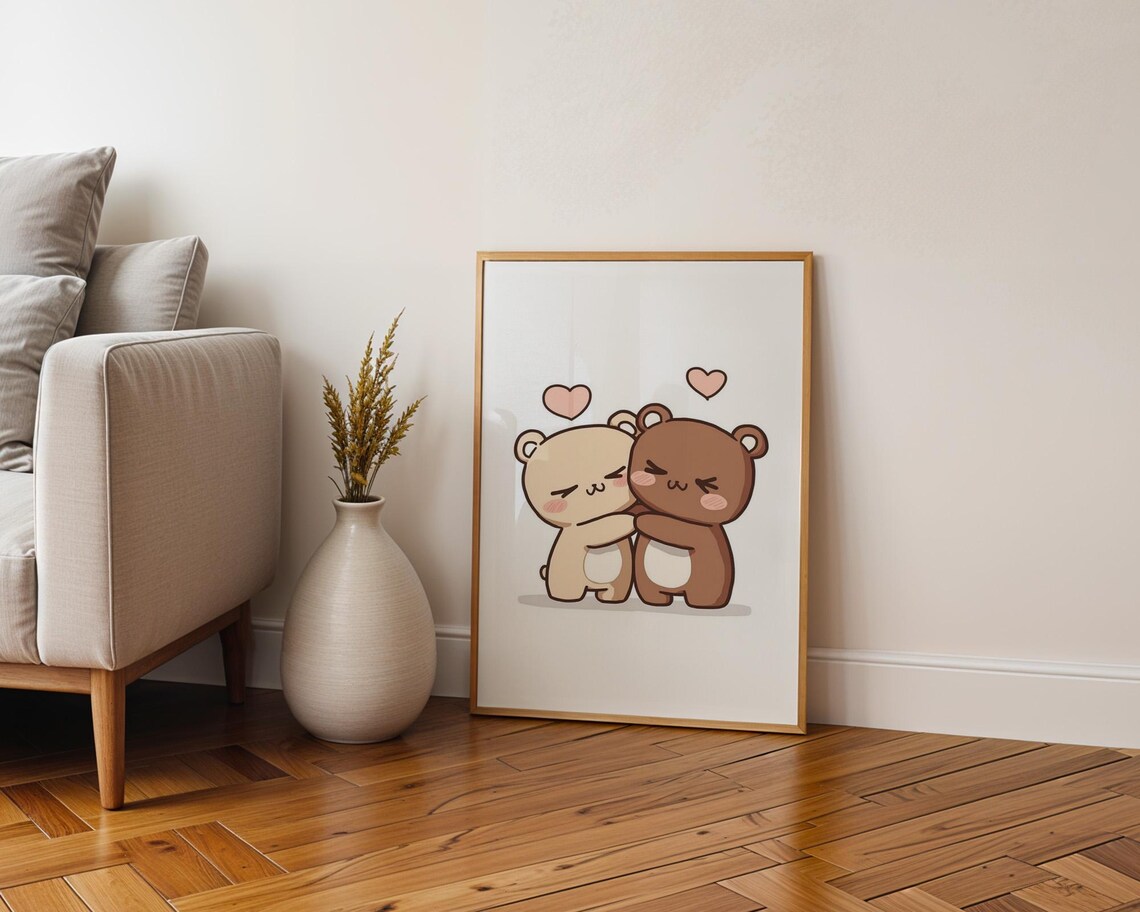 Bear Couple, Cute Couples Decor Art Print - Image 6