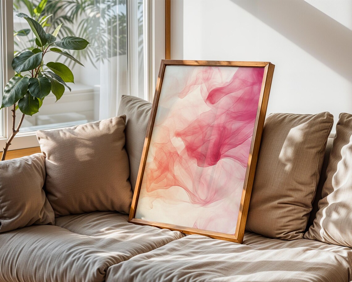 Pink And Peach Mist Flow, Home Kitchen Office Decor - Image 2