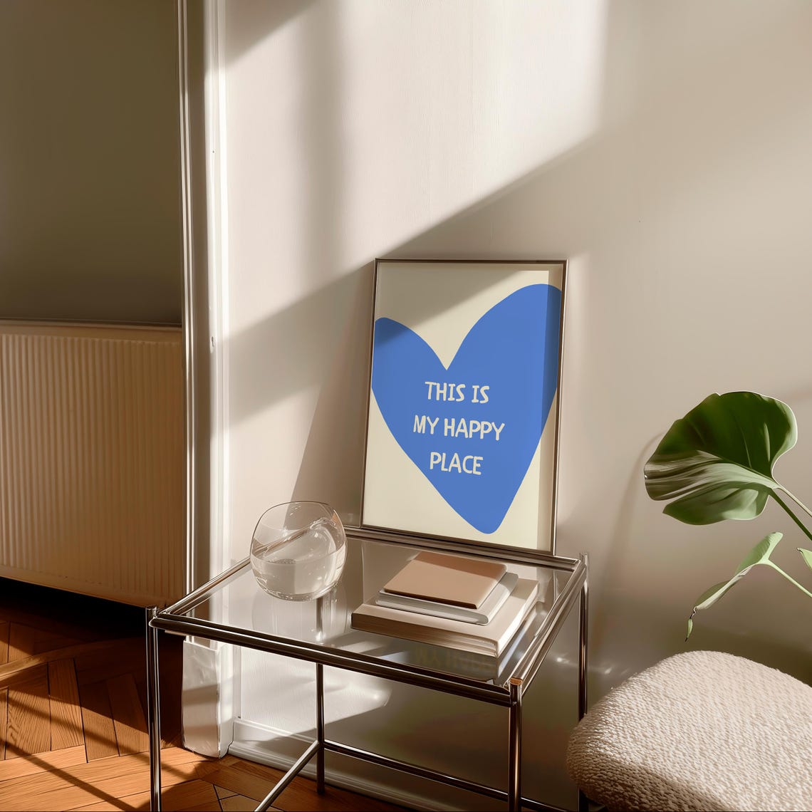 This Is My Happy Place Bright Blue Heart Typography Quote Poster - Image 3