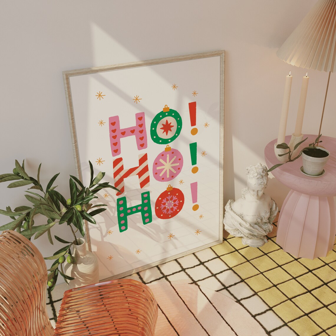Ho Ho Ho Christmas Ornament Lettering Poster for Festive Holiday Wall Decor - Image 4
